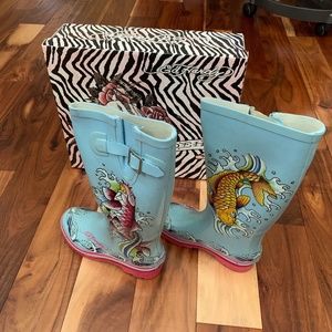 Ed Hardy Rainie Boots in Aqua